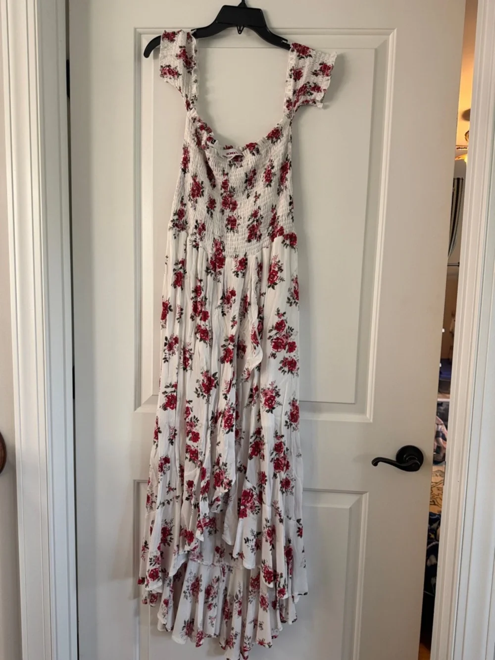 BONGO White Maxi Dress with Red Rose Print - Picture 1 of 3